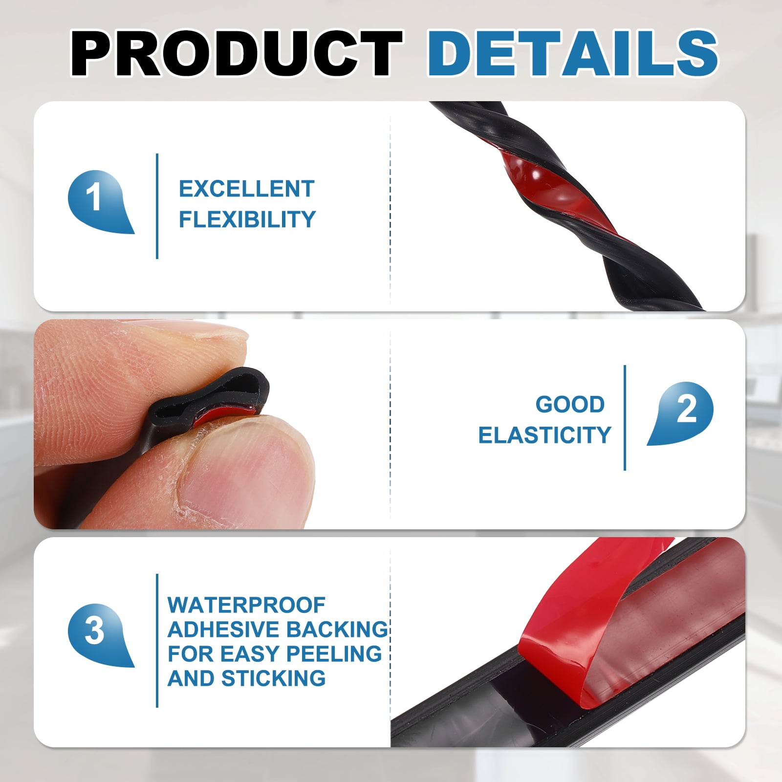 Uxcell 16.4FT Silicone D Shape Weather Stripping, 2Pcs Self Adhesive Doors Seals, Black