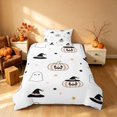 thumbnail image 2 of Homewish Halloween Pastel Striped Pumpkin Twin Duvet Cover for Girls, Bow Ghost Witch Hat Twin Bedding, Pink White Gold, Pumpkin Bat Reversible 2-Piece, 1 Duvet Cover and 1 Pillowcase, 2 of 5