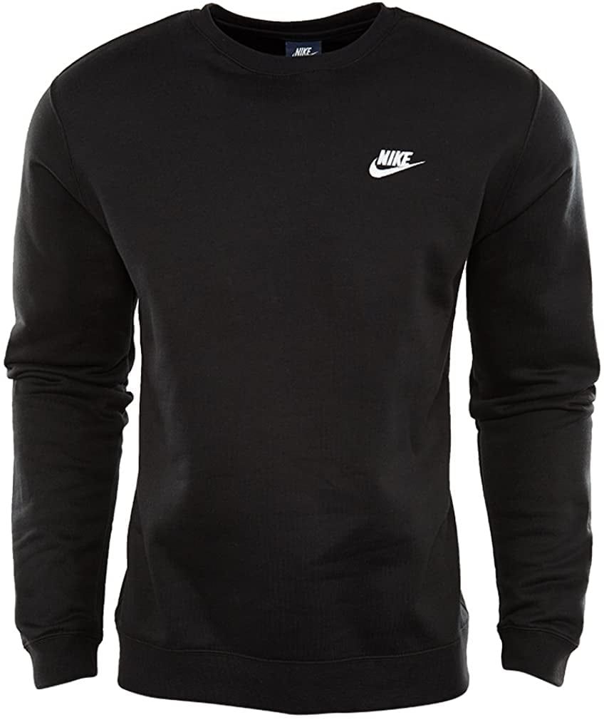 Nike - Nike Club Fleece Crew Neck Men's T-Shirt Black/White 804340-010 ...