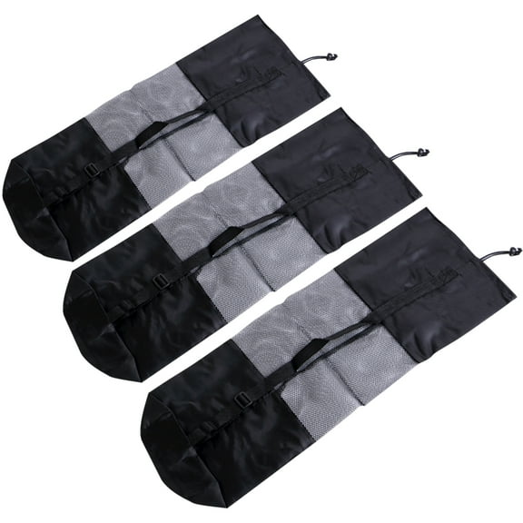 Vaupan Black Yoga Mat Mesh Bag, Waterproof Lightweight Breathable Sports Fitness Equipment Compressed Tool Drawstring Storage Bag, Fit Yoga Pad Shoulder Backpack Adjustable Strap (3 Pieces)