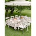 thumbnail image 4 of Outdoor Tablecloth with Umbrella Hole for Patio/Picnic/Party/Camping, Spring Tan Cobweb Waterproof Table Cloth Rectangle Table Cover Washable, Abstract Minimalist Farmhouse Lines (60"x 102"), 4 of 9