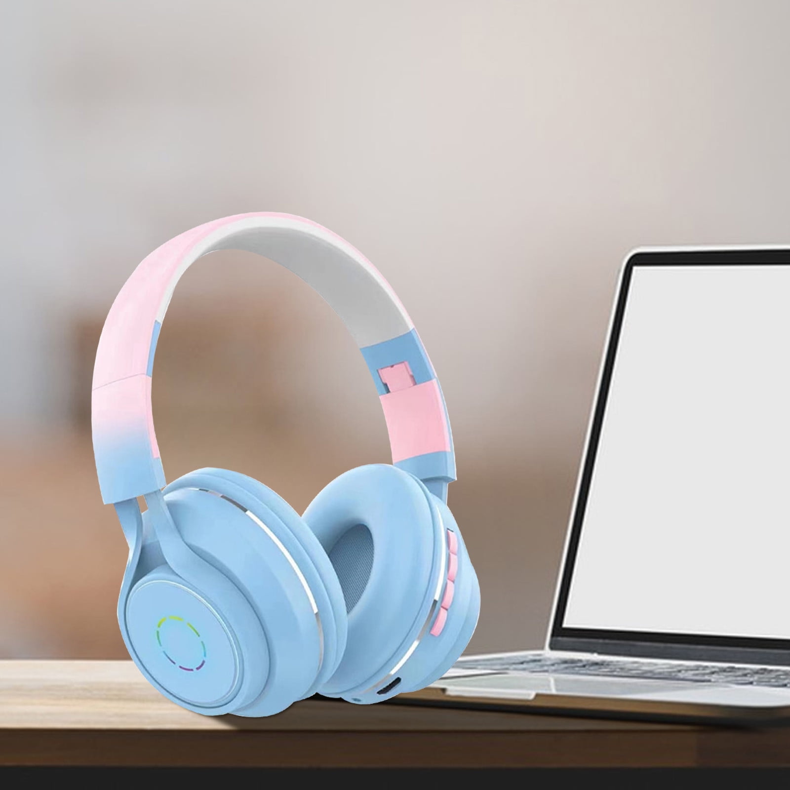 Wireless Over Ear Bluetooth Headphones with Microphone - Wireless Headset -Noise Reduction - Bluetooth, Wired,Built in Micro SD for Travel, Home, Work TV,PC,Gaming,Cellphone - Blue