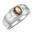 thumbnail image 3 of RYLOS Men's Rings Sterling Silver Classic 8X6MM Oval Gemstone &  Diamond Ring Smoky Quartz June Birthstone Rings For Man Silver Rings Size 8, 3 of 7