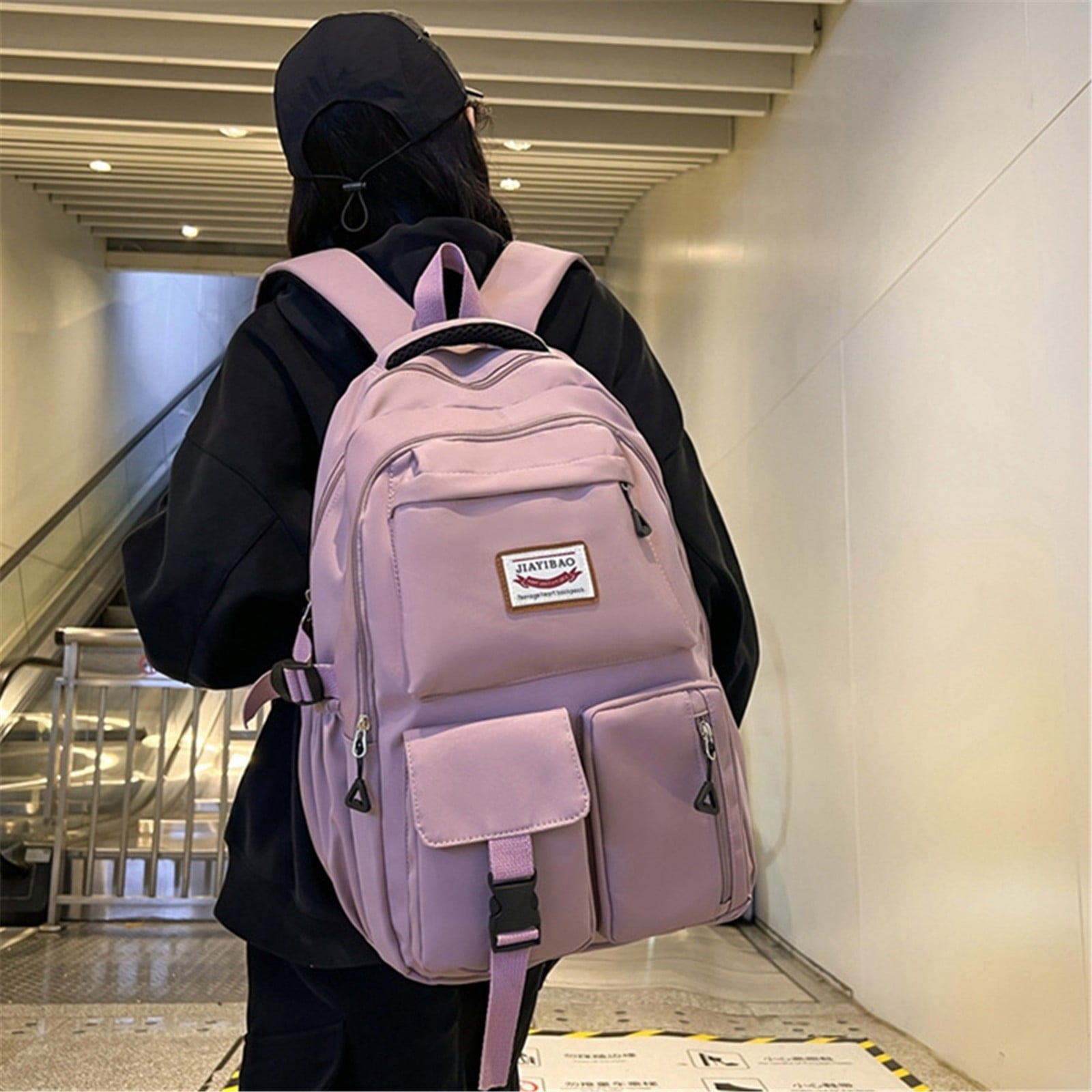 Goowood Pink Laptop Backpack Women Cute Daypack Travel Work Mochilas Para Mujer Water Resistant Bookbag