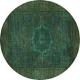 thumbnail image 1 of Ahgly Company Machine Washable Indoor Round Abstract Turquoise Blue Modern Area Rugs, 8' Round, 1 of 4