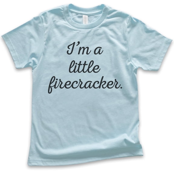 Kids I'm A Little Firecracker T-shirt, Youth Kids Boy Girl T-Shirt, July 4th Shirt, Patriotic Shirt, Light Blue, Medium