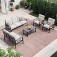 thumbnail image 2 of May in color Outdoor Patio Furniture Set for 7, 5 Piece Patio Conversation Set with Coffee Table, Metal Furniture Set for Porch Backyard Garden, Black, 2 of 10