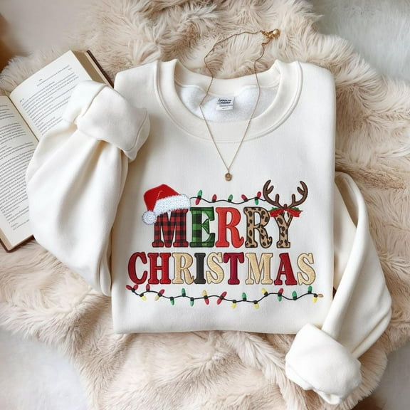 Embroidered Merry Christmas Sweatshirt, Embroidered Gingerbread Sweatshirt, Embroidered Christmas Crewneck Sweatshirt, Custom Xmas Gift