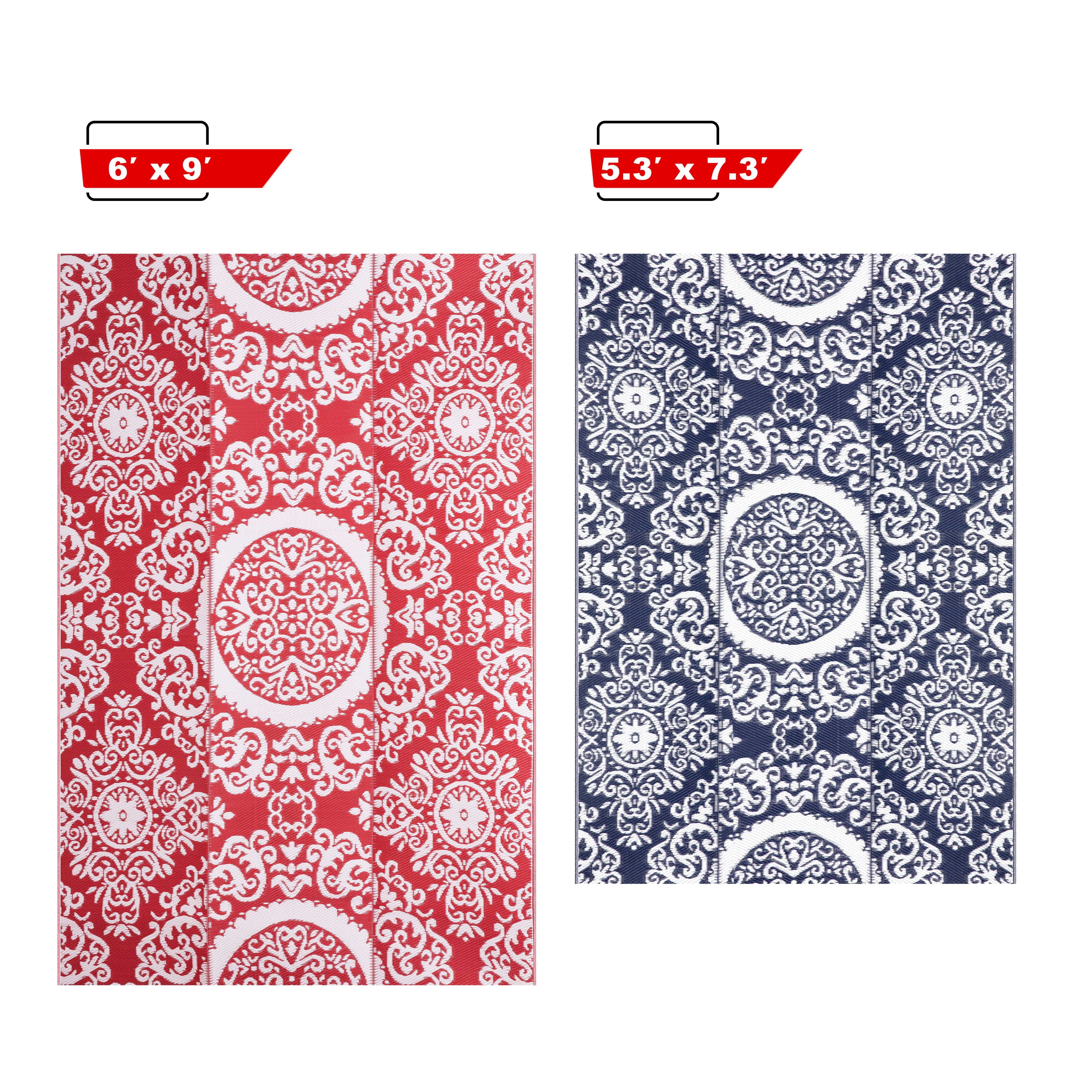 Nuu Garden 6'x 9' Outdoor Rug, Waterproof Patio Mat, Plastic Straw Foldable Area Rug, Indoor Outdoor Carpet, Patio Rugs, Red