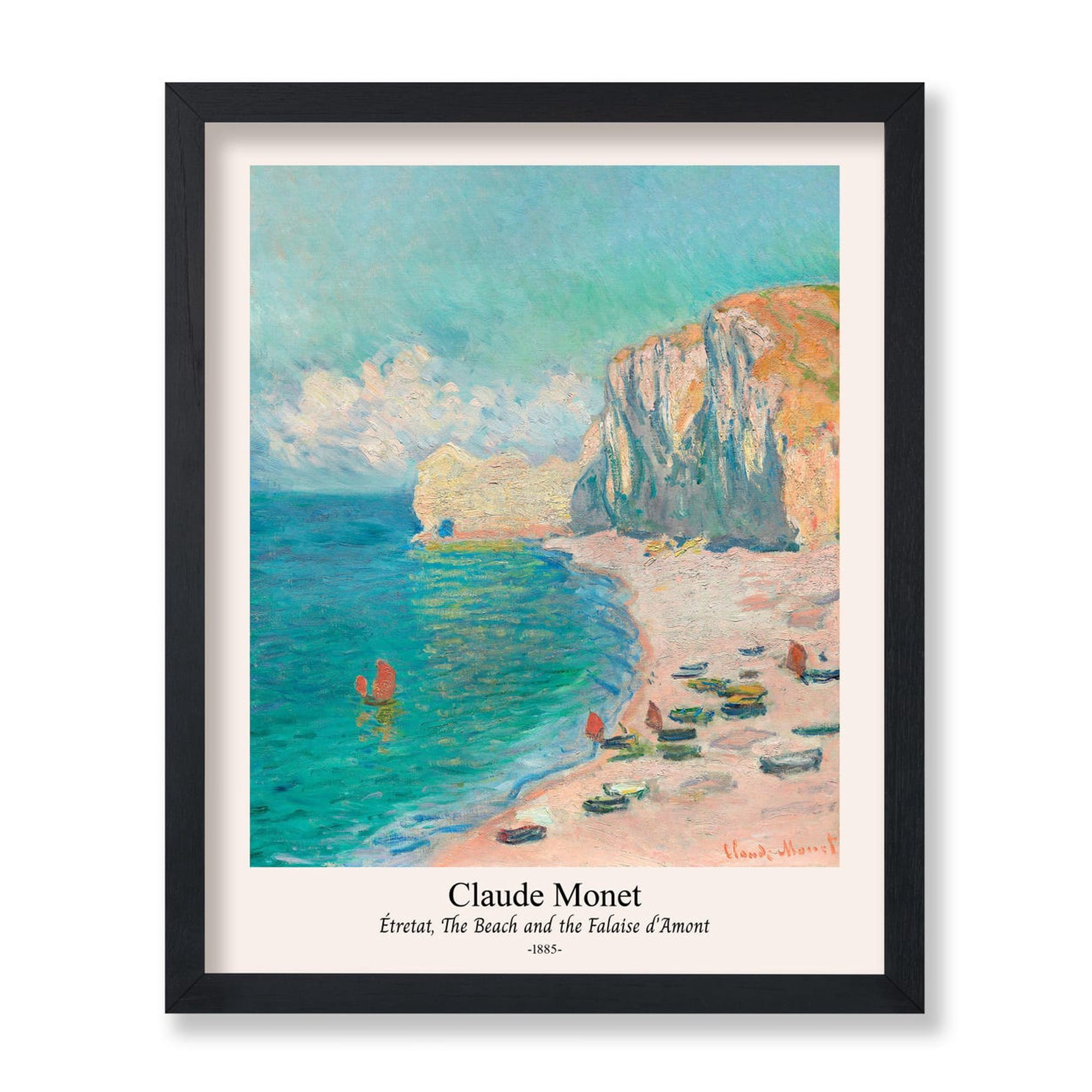 Vintage Claude Monet Retro The Beach And The Falaise D Amont Print Impressionism Art Étretat Art