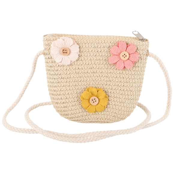 Niñas pequeñas bolsas de paja bolso de cuerpo de paja lindo bolso de hombro de paja bolso tejido para niñas