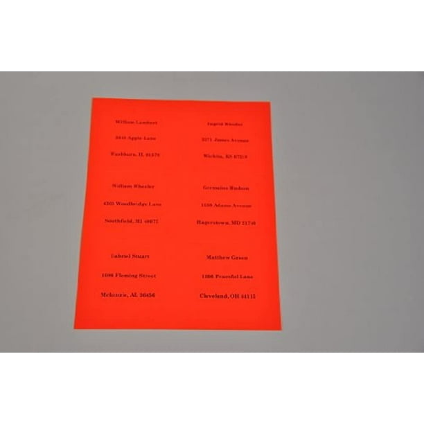 Compulabel Fluorescent Red Address Labels for Laser Printers, 4 x 3 1/3 Inch, Permanent Adhesive, 6 per Sheet, 100 Sheets per Carton