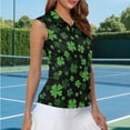 thumbnail image 5 of Uorisanigo St. Patrick's Leaf Women's Golf Shirt Comfortable Breathable Womens Golf Shirt Sleeveless Zip Up Shirts Versatile Sleeveless Workout Tank Tops, 5 of 7