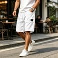 thumbnail image 4 of Uwinwear Men's Corduroy Shorts Elastic Waist Drawstring Cargo Short Multi-Pocket Lightweight Summer Casual Beach Shorts White 5XL, 4 of 5