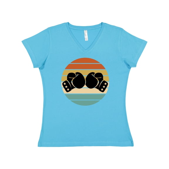 Inktastic Kickboxing Boxing Gloves Women's V-Neck T-Shirt