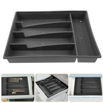 LEORX Kitchen Utensil Organizer Tray Grey with Multiple Sections for Drawer Use