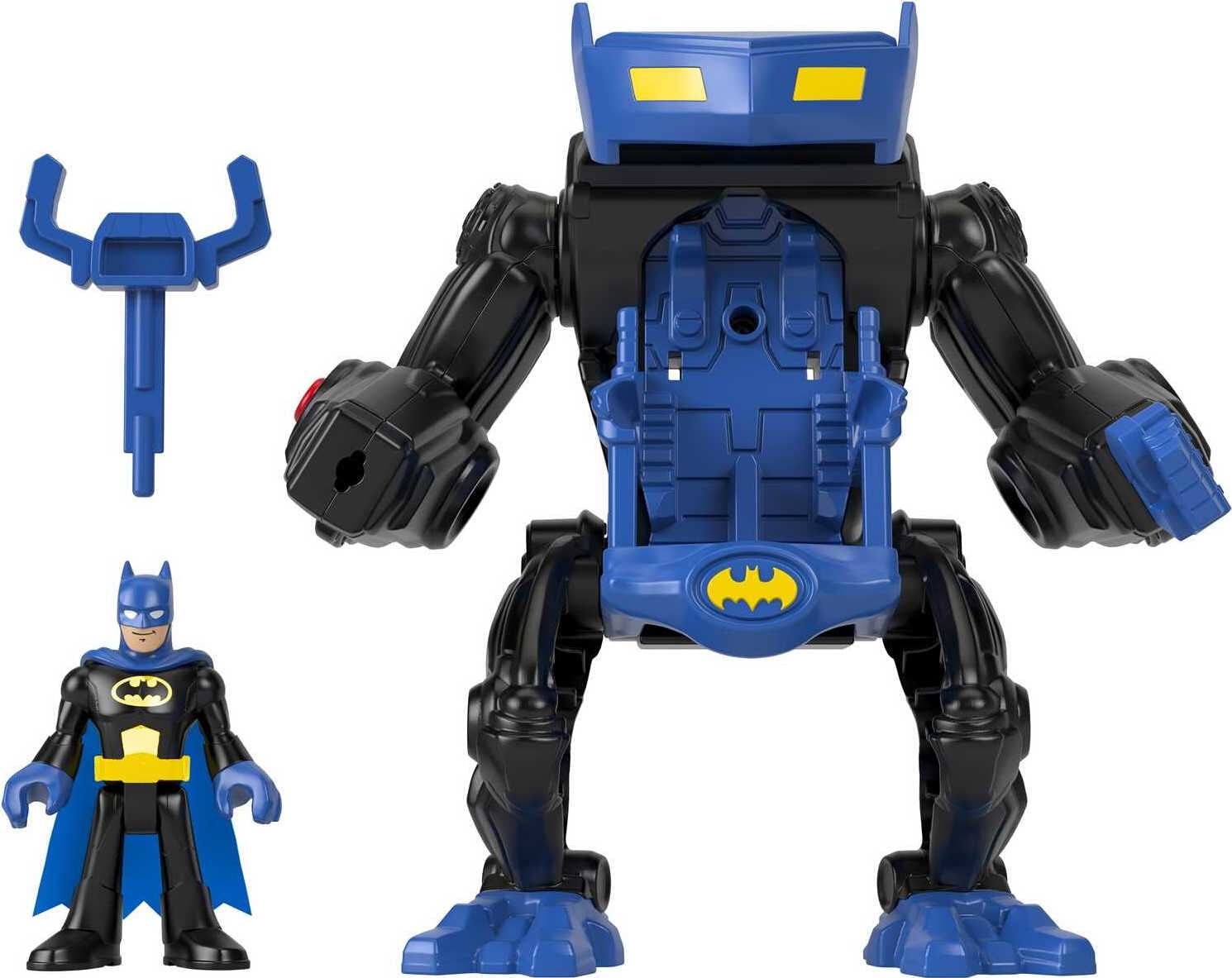 Imaginext DC Super Friends Batman Battling Robot, 3-Piece Figure Set with Lights for Preschool Kids