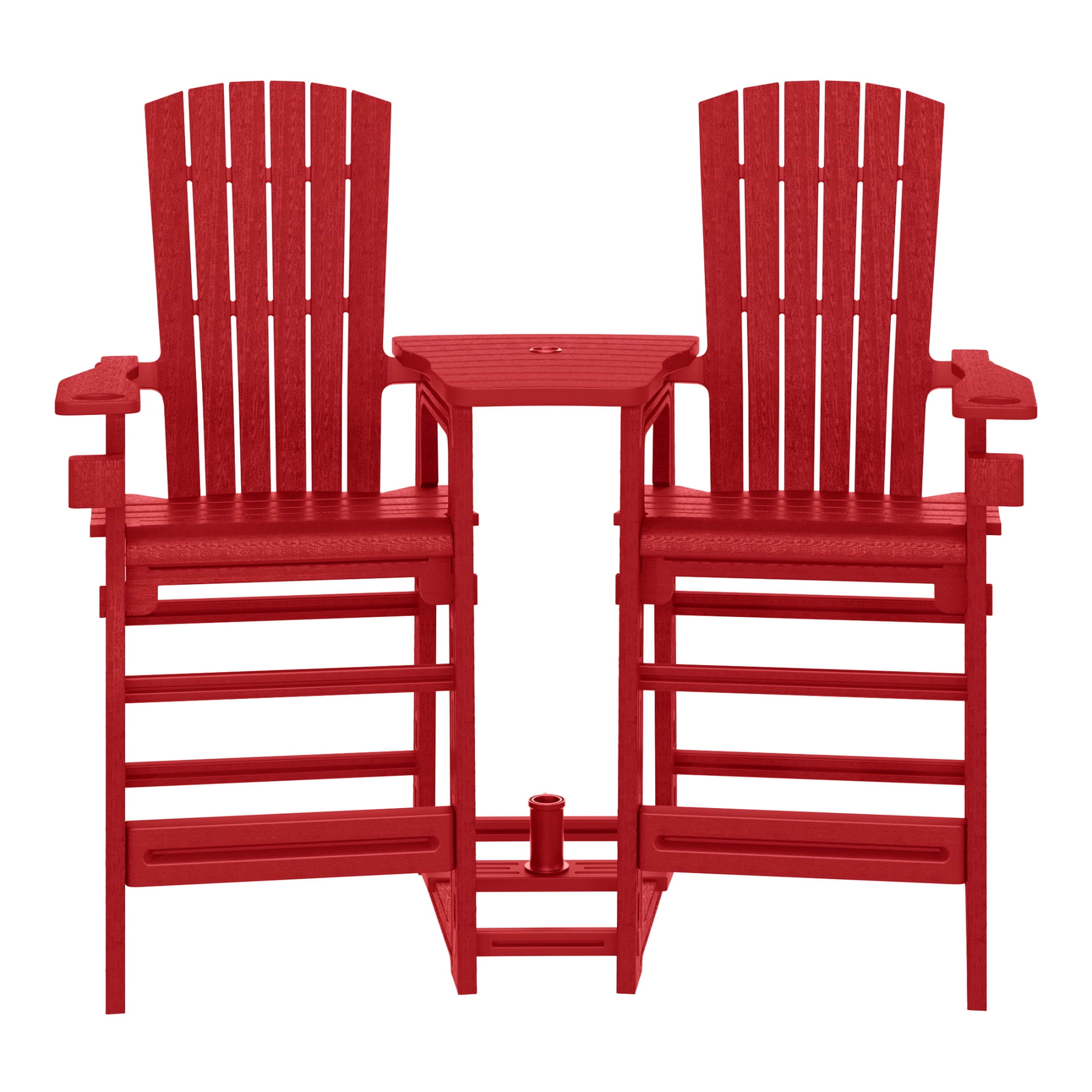 WestinTrends Azura Outdoor Tall Adirondack Chairs With Connecting Table Tray (Set of 2), Red