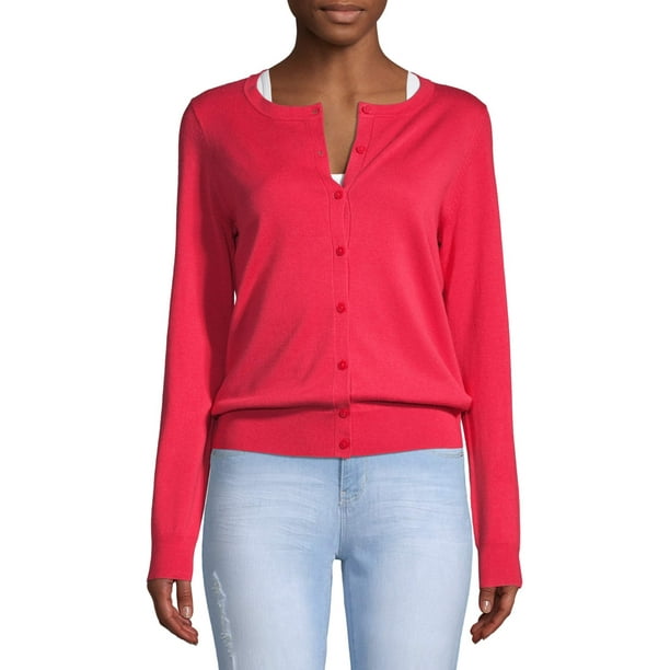 Time and Tru - Time and Tru Women's Everyday Crew Neck Cardigan ...