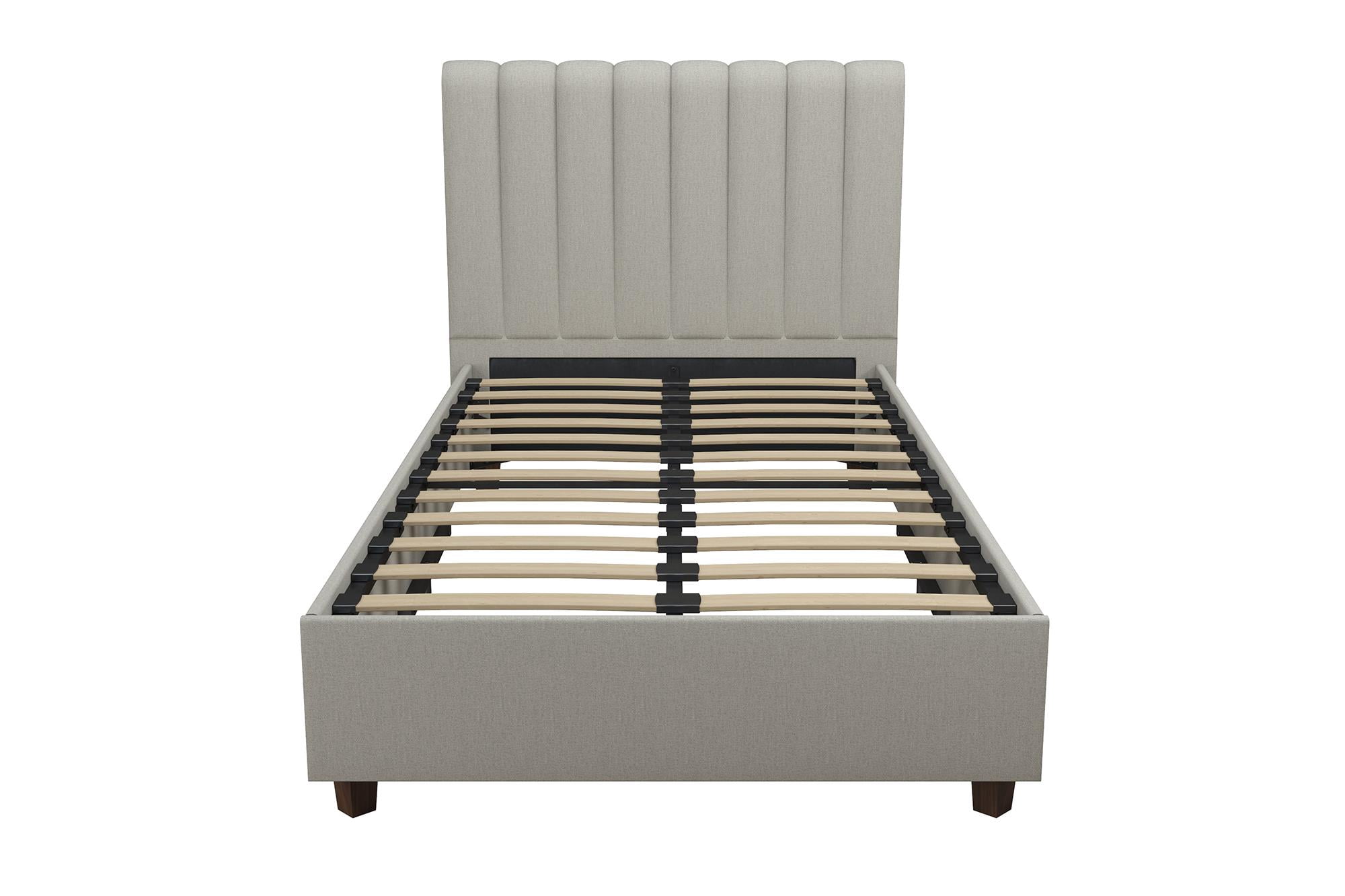Novogratz Brittany Upholstered Bed, Twin, Gray Linen