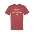 thumbnail image 2 of Wild Bobby, He Came He Saw He Conquered Inspirational/Christian Men Graphic Tee, Vintage Heather Red, 4X-Large, 2 of 6