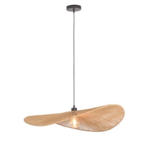 Boho 32 in. 1 Light Hand-Woven Rattan Farmhouse Pendant Light for Living Room Bedroom Kitchen Island