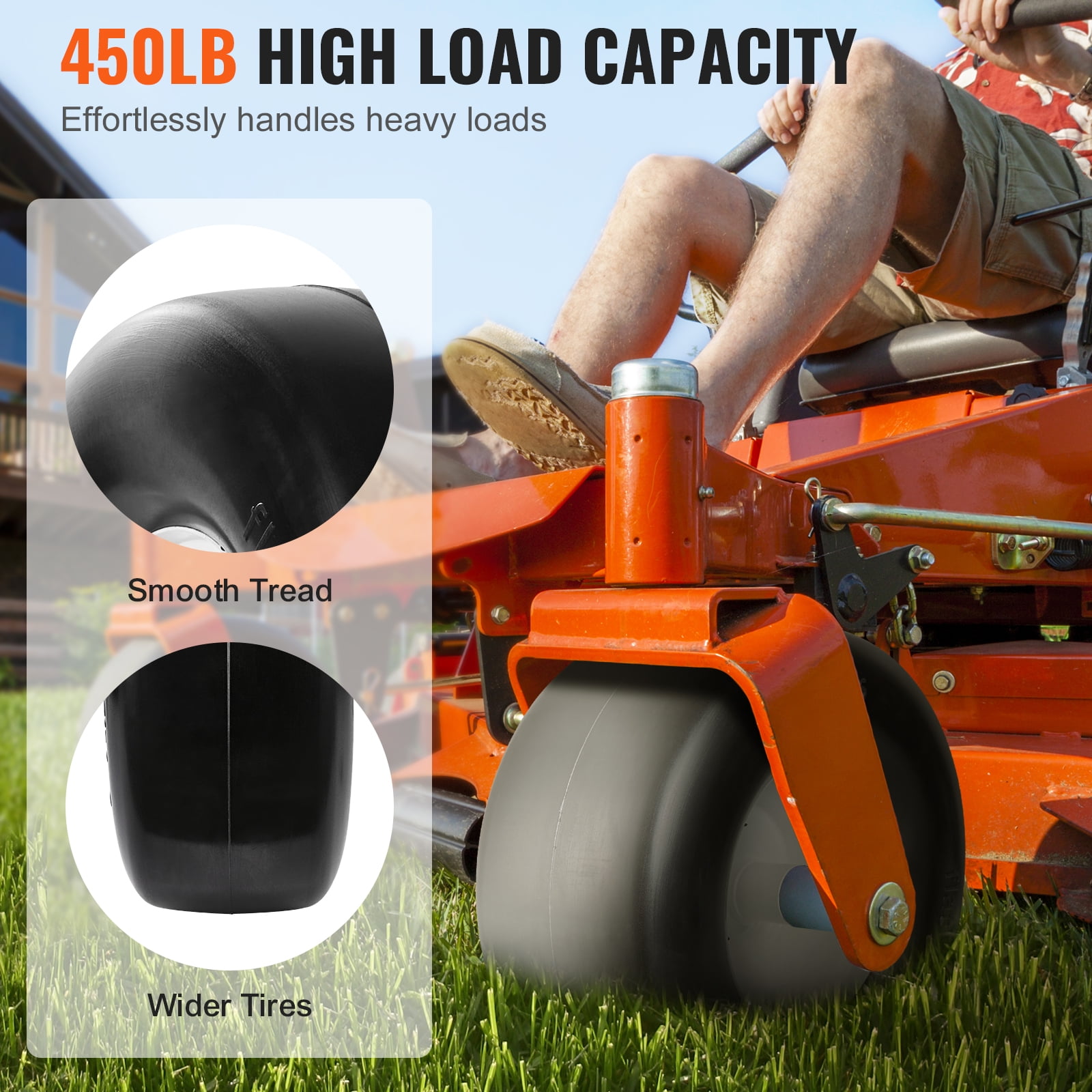 Vevor Mower Tire With Rim 13x5 6 Tubeless Tractor Tire Flat Proof Urethane Tire 3.25 5.9 Centered Wheel 3 4 Bush Size 20 Pcs Adapter Other 13