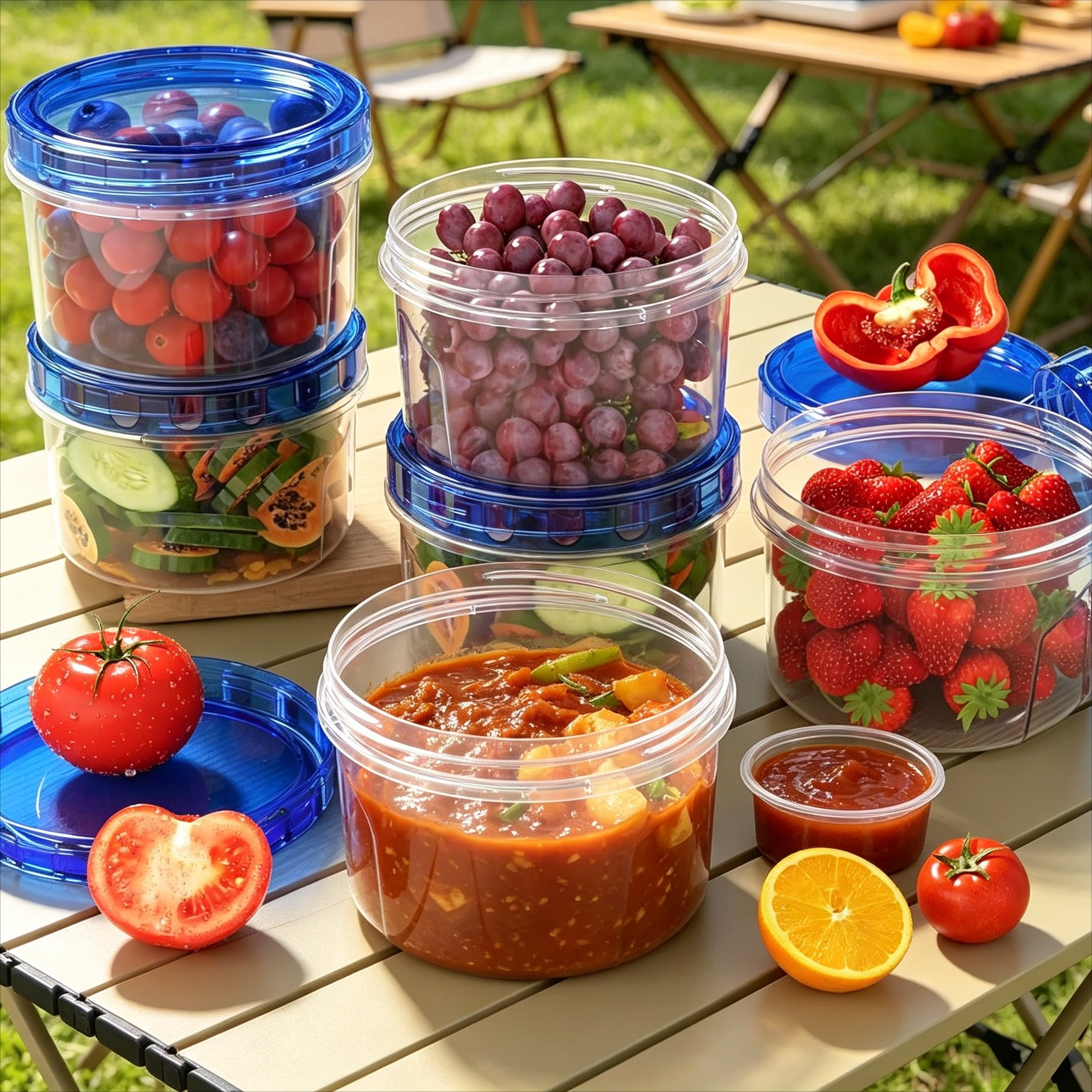 6 Pack 16 Oz Plastic Food Storage Containers with Screw Lids, Airtight Leak-Proof Freezer Containers, Stackable Meal Prep Containers for Soup, Microwave & Dishwasher Safe