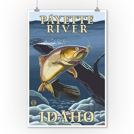 Payette River, Idaho - Trout Fishing Cross-Section - Lantern Press Artwork (9x12 Art Print, Wall Decor Travel
