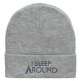 thumbnail image 5 of I Sleep Around Embroidered 12 Inch Long Knitted Beanie - Heather Grey OSFM, 5 of 5