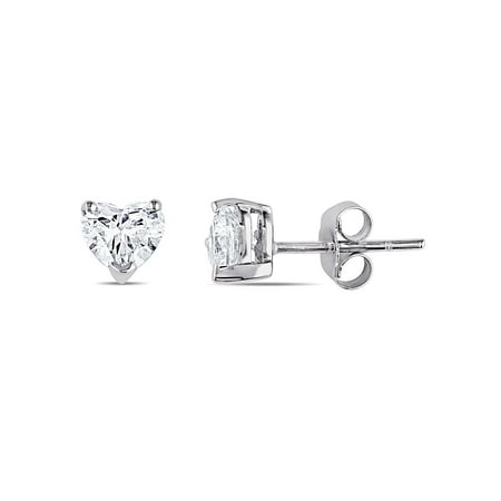 1 Carat T.W. Heart-Cut Diamond 14kt White Gold Solitaire Stud Earrings