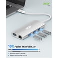 thumbnail image 3 of Hub USB C Acer 9 en 1 con HDMI 4k @30Hz, Ethernet, USB-A de 5 Gbps, 3 of 7