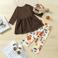 thumbnail image 4 of EnJoCho Kids Party Clothes Thanksgiving Kids Baby Girls Clothes Turkey T Shirt Top Pants Headband Outfit Set 3Pcs Kids Winter Fall Trendy Clothing Set Party Wear, 4 of 9