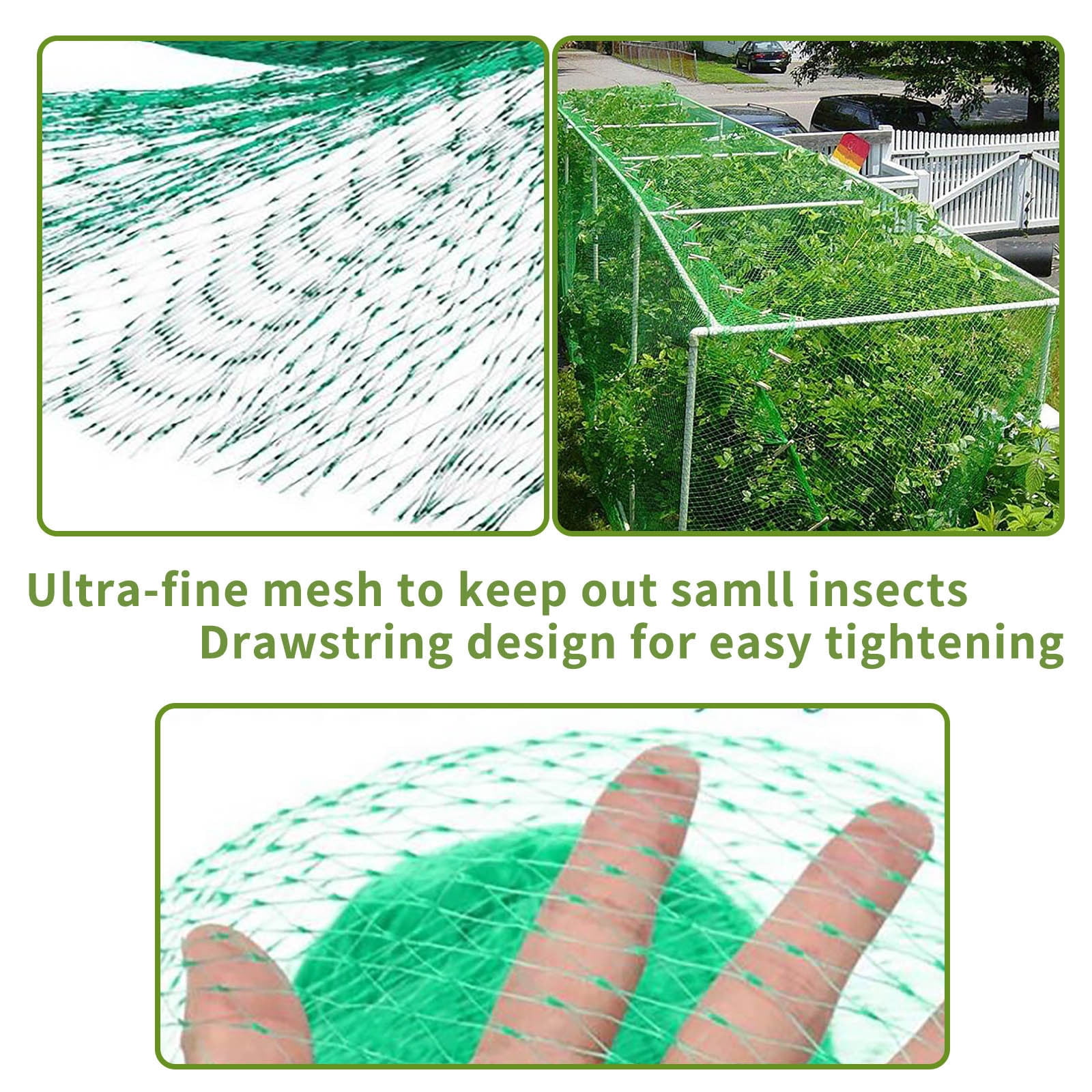 Lunxisen 2 Pcs Garden Netting Plant Protection Barrier Fine Mesh Cover for Fruit Trees Outdoor Gardening Pest Control Bird Netting(4*10m)
