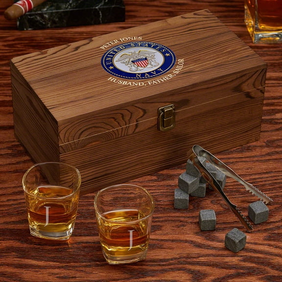 US Navy Custom Whiskey Shot Glasses Set