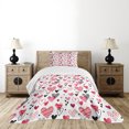 thumbnail image 4 of Ambesonne Valentines Quilted Bedspread Set 2 Pcs, Doodle Heart Designs, Twin Size, Black Red Pink, 4 of 5