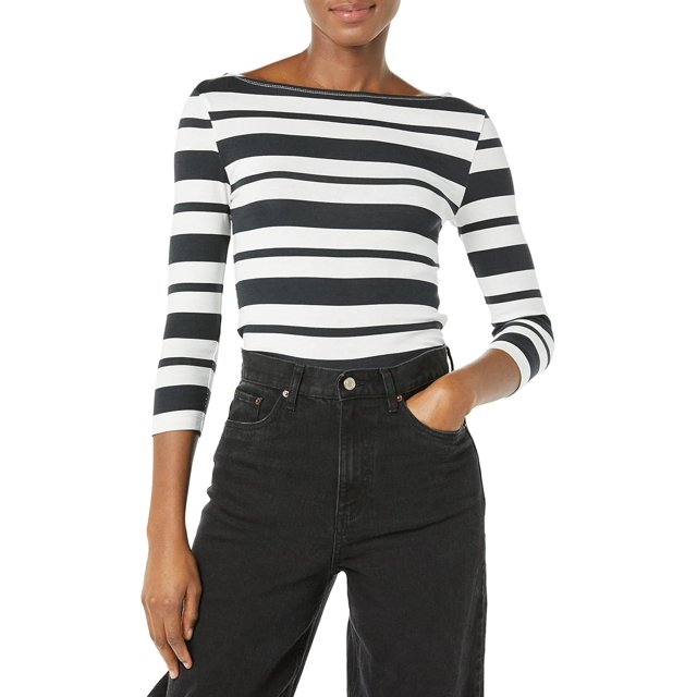 walmart Essentials Womens 3/4 Sleeve Boatneck T-Shirt