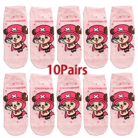 

10Pairs Cartoon One Piece Luffy Ankle Socks for Girls