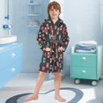 thumbnail image 5 of FORMRS Niños Bathrobe Unisex Hooded Robe Soft Plush Pajamas Sleepwear, Size 2-3T, Red Block Pattern, 5 of 7