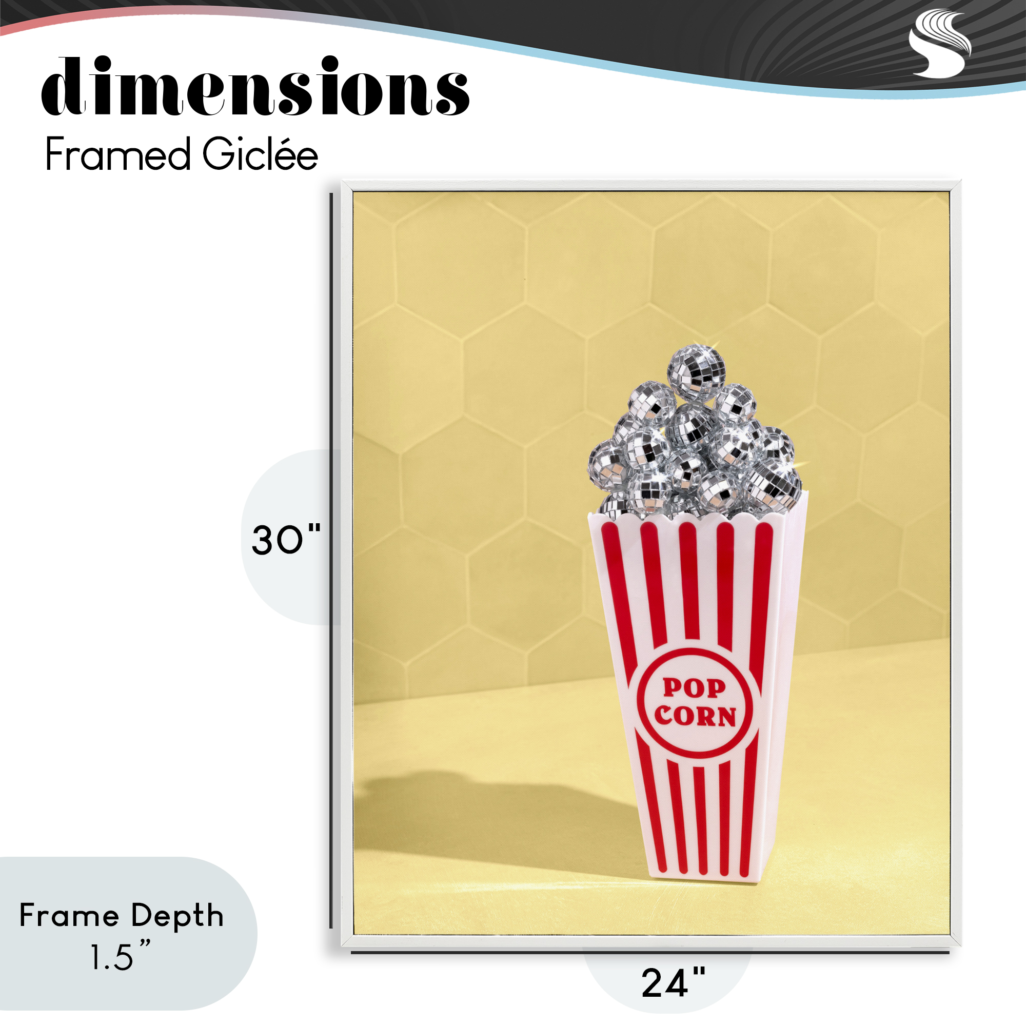 Stupell Industries Disco Filled Popcorn White Framed Giclee Art, design by LISH Creative