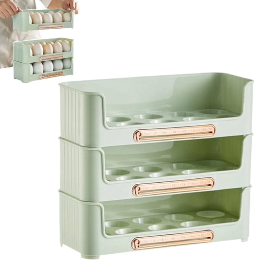 Egg Holder for Fridge, 3 Tier Stackable Egg Organizer, Egg Dispenser for Countertop, 30 Egg Container Egg Tray for Kitchen Countertop and Refrigerator