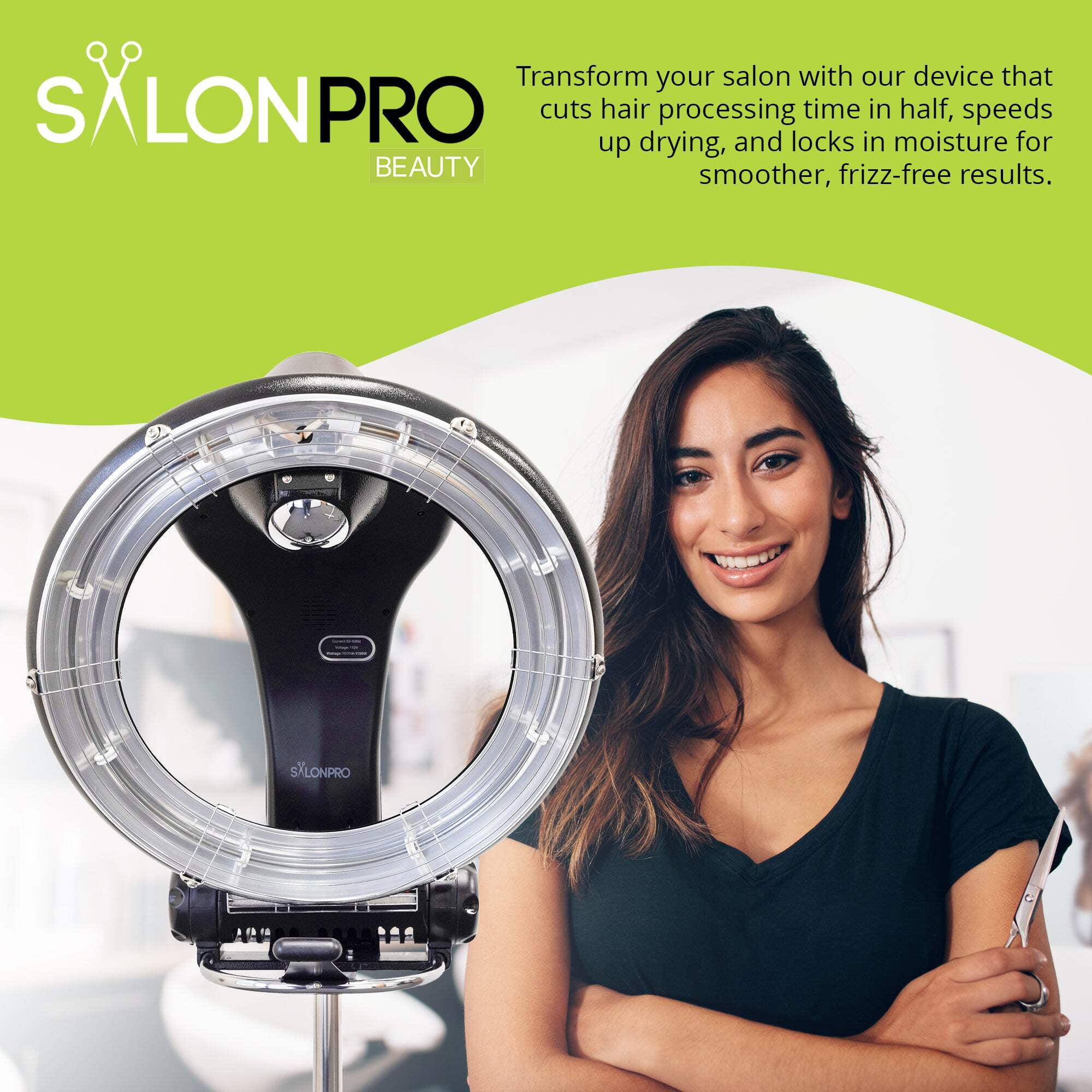 SalonPro Orbiting Halo Infrared Hair Dryer  Color Processor – Wall Mount, Black