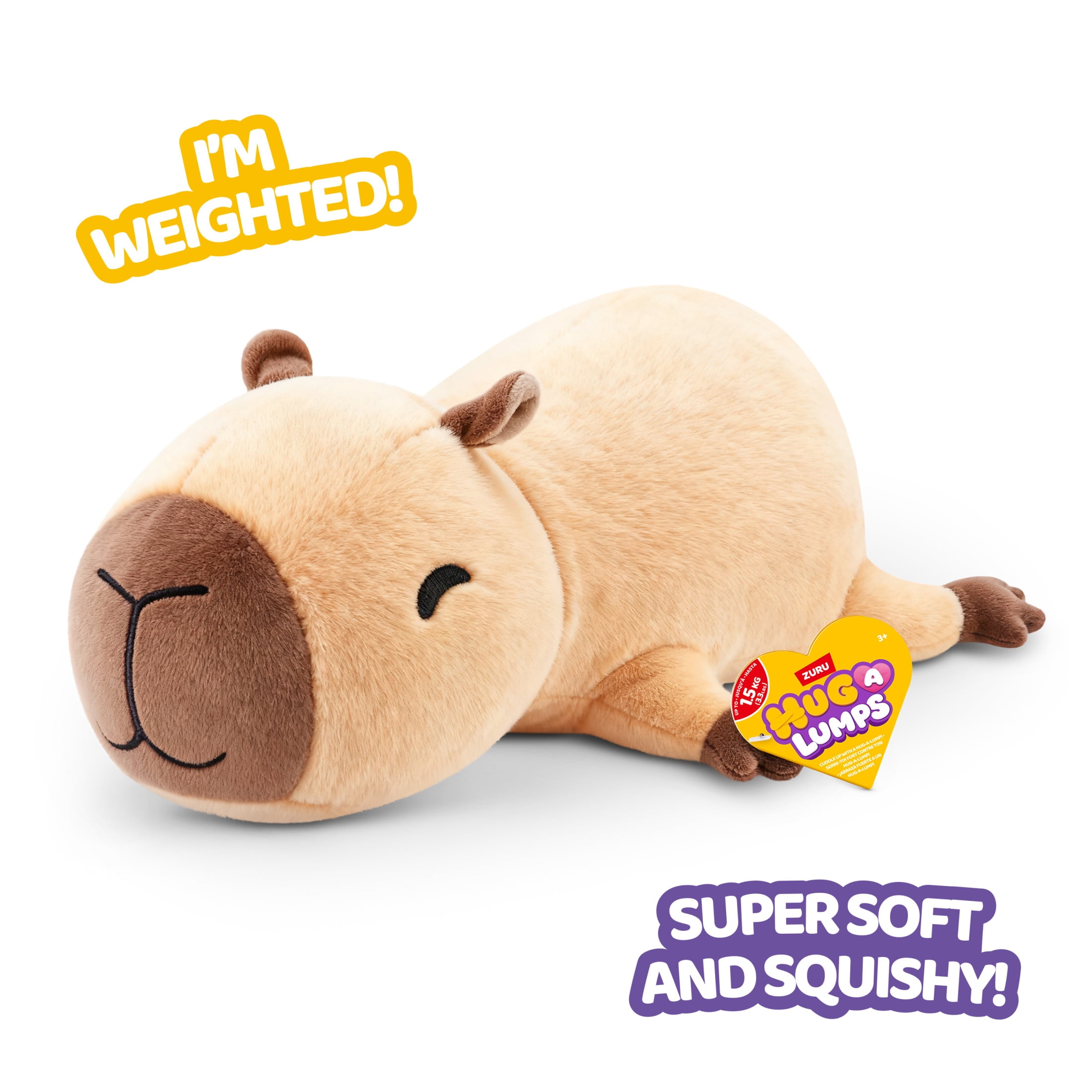 Hug a Lumps Connie the Capybara by ZURU - Medium 3.3lbs Cuddly Weighted Plush Toy for All Ages