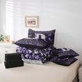 thumbnail image 5 of Feelyou Initial D Letter Bedding Comforter Set 7pcs, Sequin Print Monogrammed King Bedding Sets, Dreamy Purple Butterfly Reversible Bed Sheets, Ultra Soft Bedroom Decor, 5 of 7