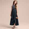 thumbnail image 5 of CPNG Girls' Elegant Sleeveless Halter Bodice High-Low Satin Dress – Stylish Formal Gown for Flower Girl, Wedding Guest, Holiday Events & Special Occasions, 5 of 5