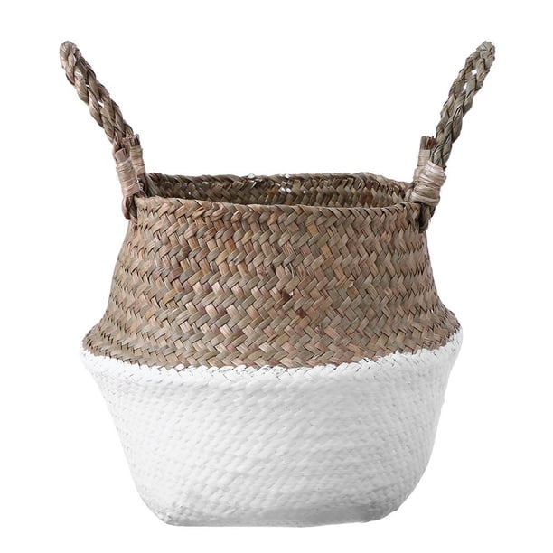 Organizador Cesta de almacenamiento plegable de punto de hierba Colgando la ropa Cesta grande para el vientre (M) Likrtyny Libre de BPA