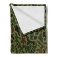 thumbnail image 2 of Camouflage Soft Flannel Fleece Throw Blanket, Green Camo Pattern Abstract Formless Design Blending into the Forest, Cozy Plush for Indoor and Outdoor Use, 50" x 70", Green Brown Black, by Ambesonne, 2 of 5