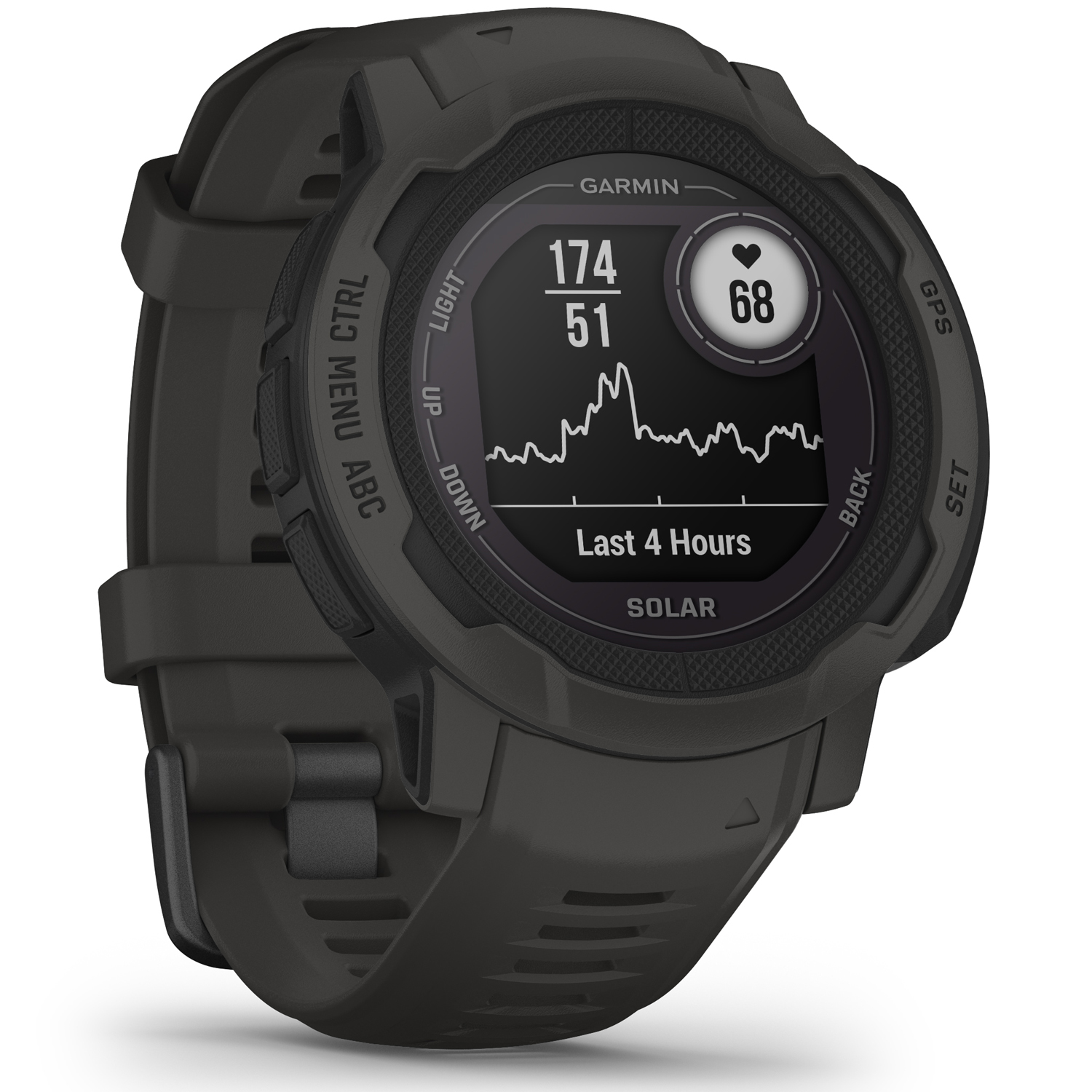 Garmin Instinct 2 Solar, GPS Outdoor Watch, Solar Charging Capabilities, Multi-GNSS Support, Traceback Routing, Graphite