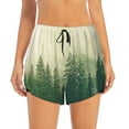 thumbnail image 2 of Vsdgher Fog Forest Print Women's Running Double Layer Shorts High Waisted with Pockets Elastic Yoga Workout Athletic Gym Sports, 2 of 8