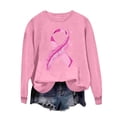 thumbnail image 5 of TARIENDY Womens Long Sleeve Sweatshirt Pink Ribbon Inspirational Tops Breast Cancer Awareness Shirts Crewneck Casual Fall Winter Sweatshirts Pink*2 L, 5 of 6